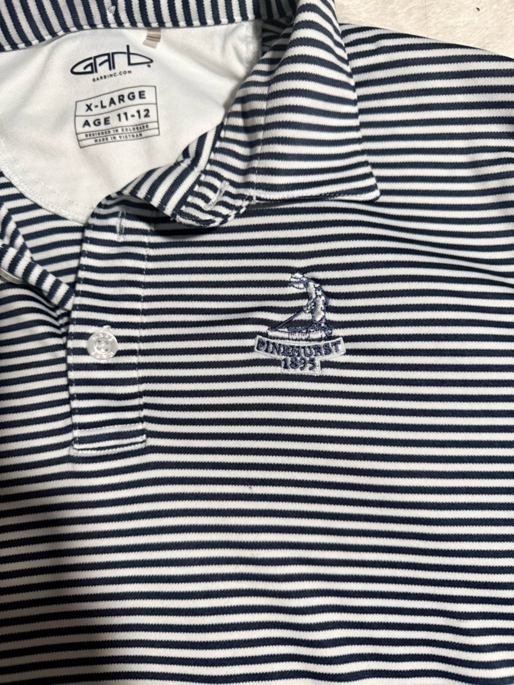 Garbinc Striped Polo Golf Shirt for Kids - Navy & White pinehurst